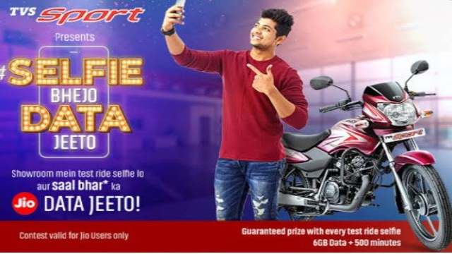 Jio free Internet offers on TVS bike