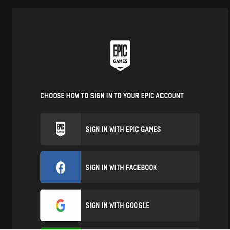 Sign in to fortnite