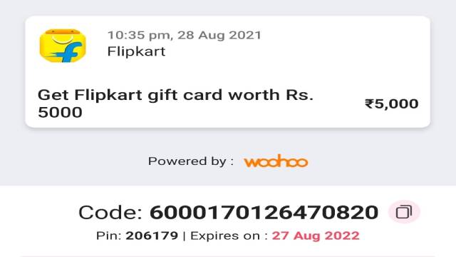 Flipkart 5000 free gift Card