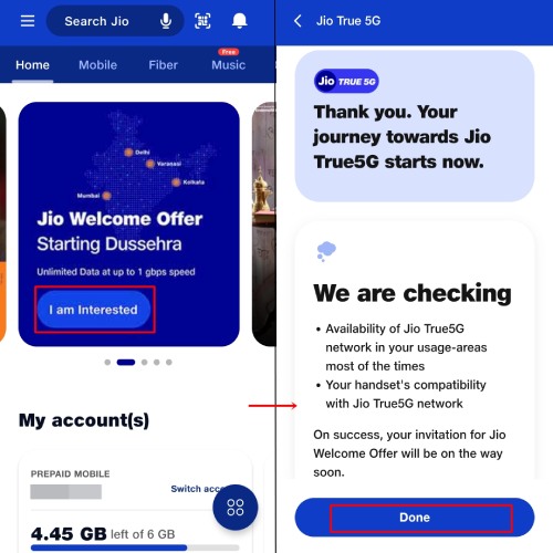 Jio True 5G free data welcome offer